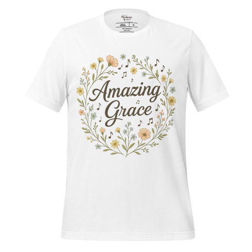 Amazing Grace Christian Hymn T-Shirt White